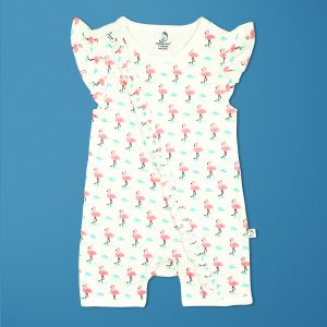 Miss Flamingo Short Sleeve Zipsuit-imababywear