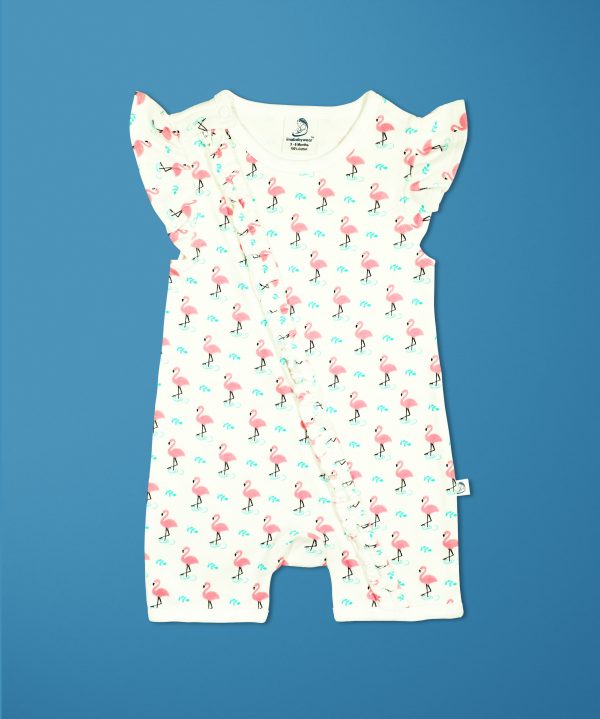 Miss Flamingo Short Sleeve Zipsuit-imababywear