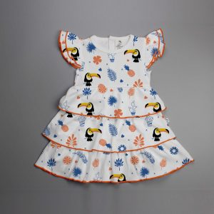 Toucan Forest Knitted Peterpan Dress-imababywear