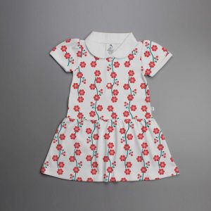Red Blossom Knitted Peterpan Dress-imababywear