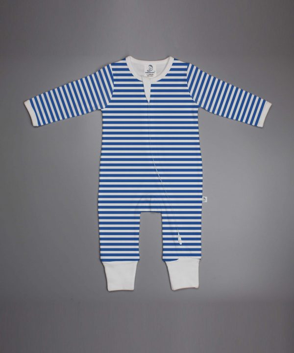 Blue Stripes long sleeve zipsuit-imababywear