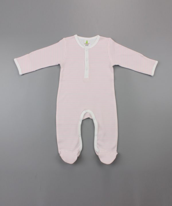 pink stripes Button Growsuit-imababywear