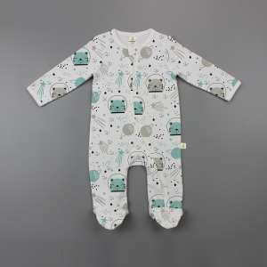 Astronaut Cat Long Sleeve Zipsuit with Feet-imababywear