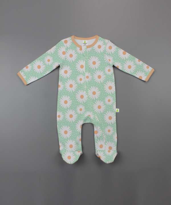 Daisy Valley Long Sleeve Zipsuit with Feet-imababywear