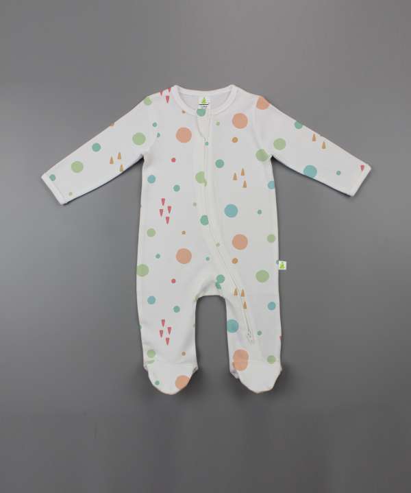 Dots and Doodles Long Sleeve Zipsuit with Feet-imababywear