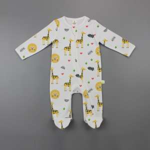 Yellow Forest Long Sleeve Zipsuit with Feet-imababywear