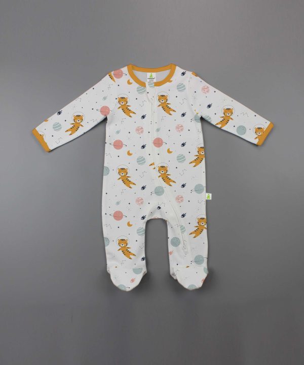 Tiger Space Long Sleeve Zipsuit With Feet - imababywear