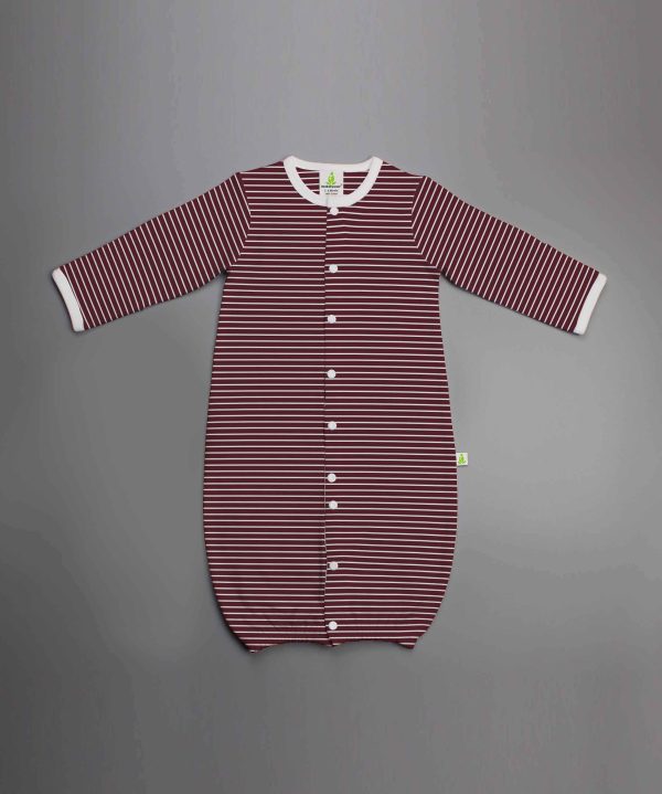 Maroon Stripes Convertible Sleepsuit-imababywear