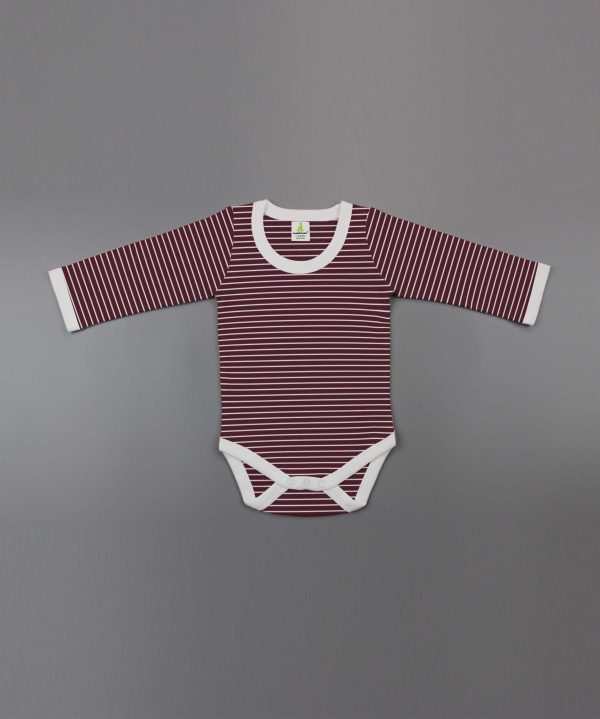 Maroon Stripes Full Sleeve Bodysuit-imababywear