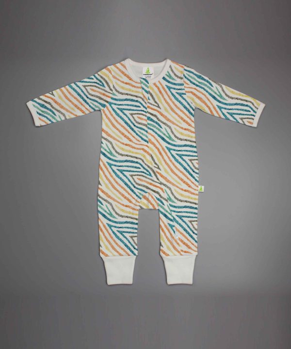 Motley Stripes Long Sleeve Zipsuit-imababywear