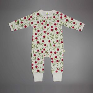 Red Cherry Long Sleeve Zipsuit-imababywear