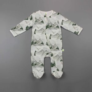 Rainforest Long Sleeve Zipsuit With Feet-imababywear