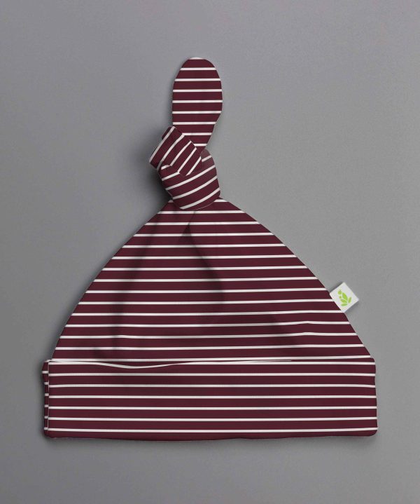 Maroon Stripes Knotted Beanie-imababywear
