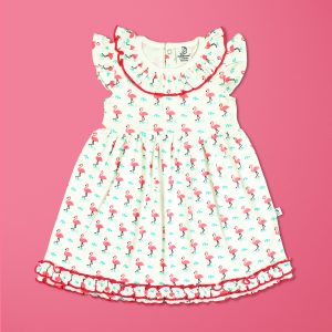 Miss Flamingo Knitted Frill Gown-imababywear