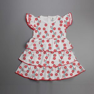 Red Blossom Knitted Layered Dress-imababywear