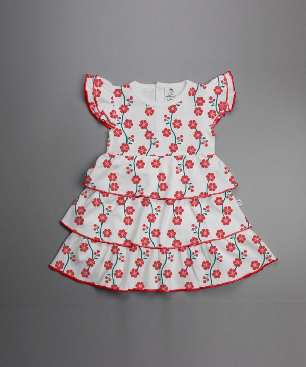 Red Blossom Knitted Layered Dress-imababywear