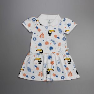 Toucan Forest Knitted Peterpan Dress-imababywear