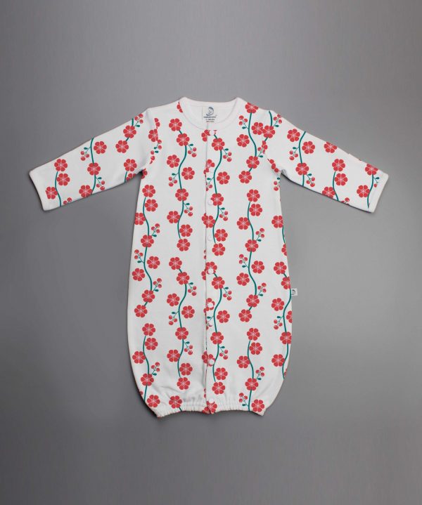 Red Blossom Convertible Sleepsuit-imababywear