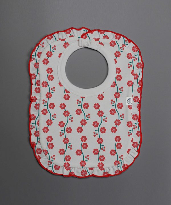 Red Blossom frill bib-imababywear