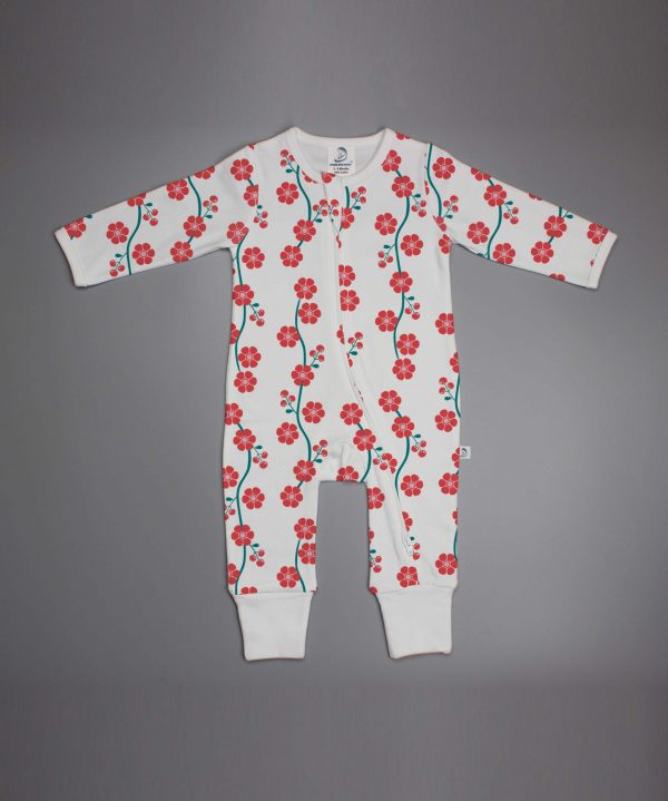 Red Blossom long sleeve zipsuit-imababywear