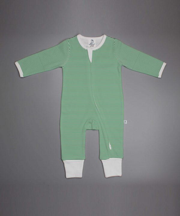 Green Stripes long sleeve zipsuit-imababywear