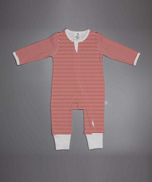 Red Stripes long sleeve zipsuit-imababywear