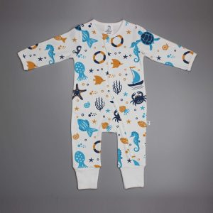 Marine Life Long Sleeve Zipsuit-imababywear