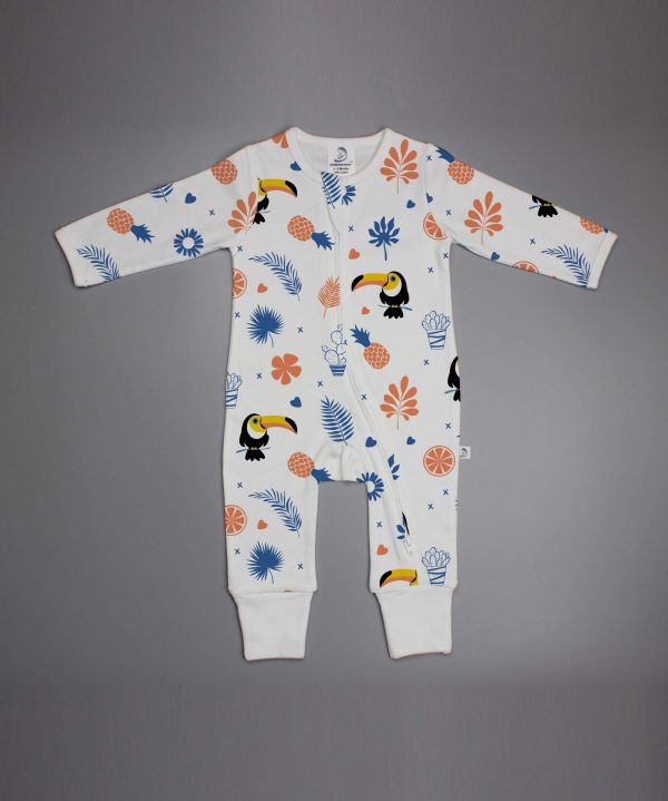 Toucan Forest long sleeve zipsuit-imababywear
