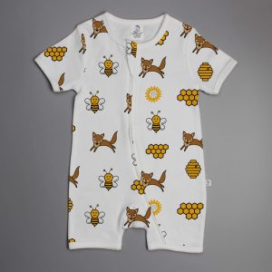 Happy Bees short sleeve Zipsuit-imababywear