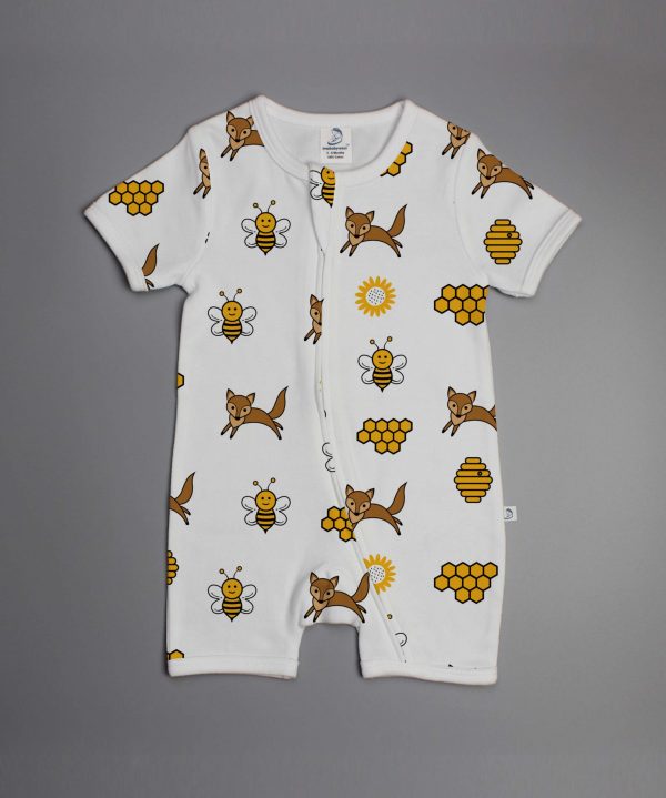 Happy Bees short sleeve Zipsuit-imababywear