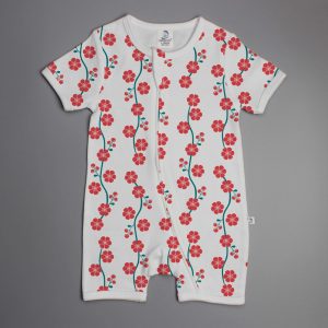 Red Blossom short sleeve zipsuit-imababywear
