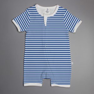 Blue Stripes short sleeve zipsuit-imababywear