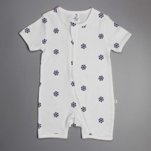 Snow Flakes short sleeve zipsuit-imababywear