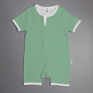 Green Stripes short sleeve zipsuit-imababywear