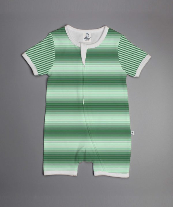 Green Stripes short sleeve zipsuit-imababywear