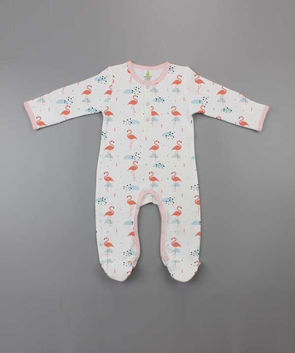 Caribbean Flamingo Button Growsuit-imababywear