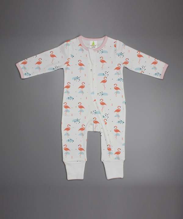 Caribbean Flamingo Long sleeve Zipsuit-imababywear