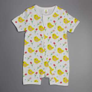 Little Birdies short sleeve zipsuit-imababywear