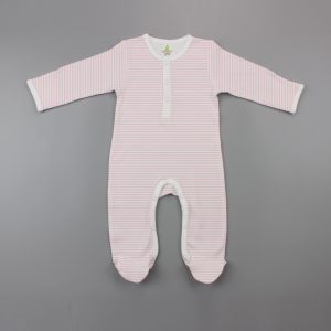 pink stripes Button Growsuit-imababywear