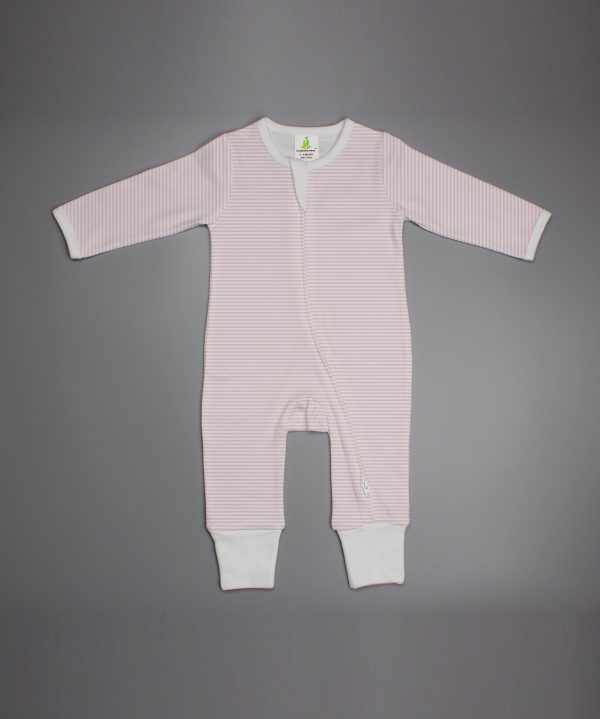 pink stripes Long sleeve Zipsuit-imababywear