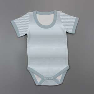 Cool Blue Stripes Half Sleeve Bodysuit-imababywear