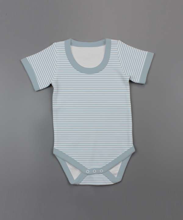 Cool Blue Stripes Half Sleeve Bodysuit-imababywear