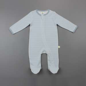 Cool Blue Stripes Long Sleeve Zipsuit with Feet-imababywear