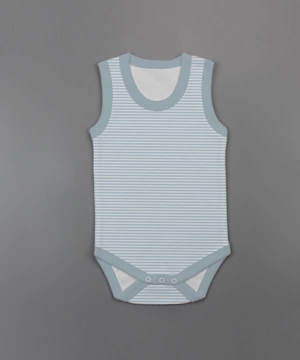 Cool Blue Stripes Sleeveless Bodysuit-imababywear