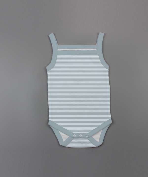 Cool Blue Stripes Strapy Bodysuit -imababywear