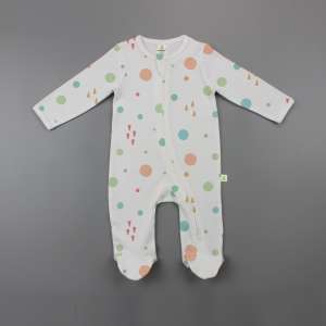 Dots and Doodles Long Sleeve Zipsuit with Feet-imababywear