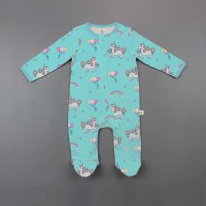 Unicorn Fantasy Long Sleeve Zipsuit with Feet-imababywear