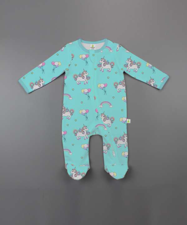 Unicorn Fantasy Long Sleeve Zipsuit with Feet-imababywear