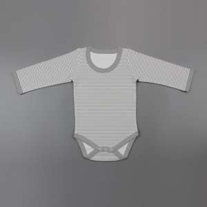 Grey Stripes Full Sleeve Bodysuit-imababywear