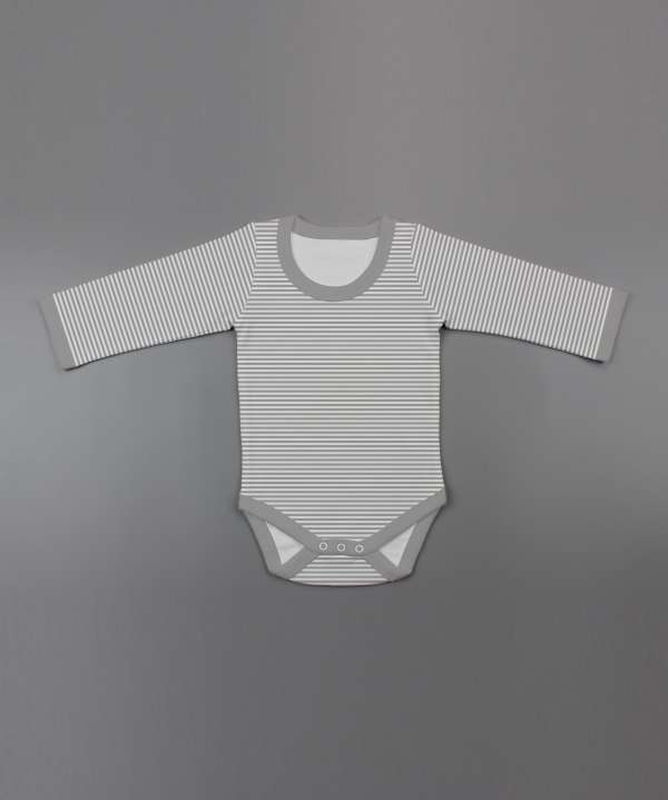 Grey Stripes Full Sleeve Bodysuit-imababywear